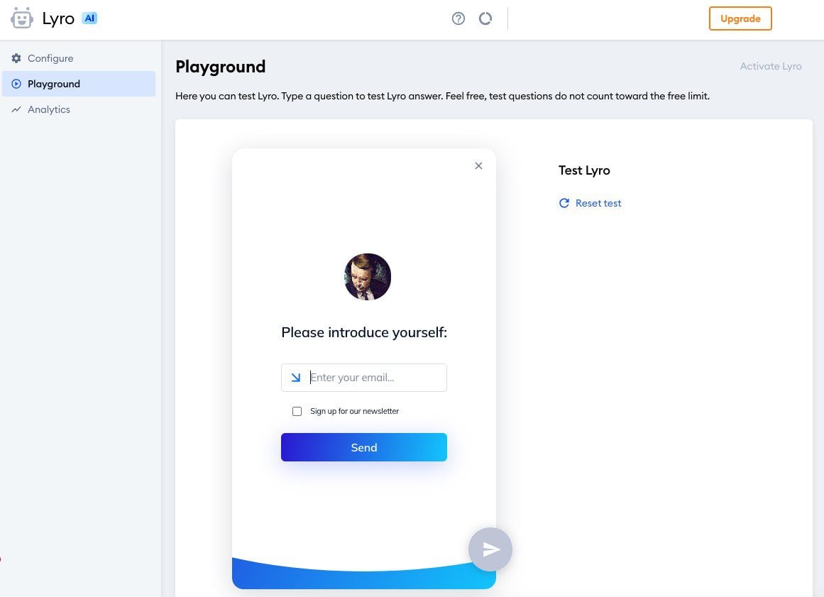 Prueba Lyro AI en el patio de juegos