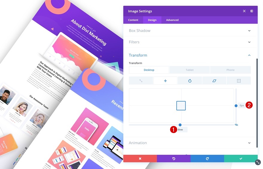 Portfolio-Elemente stapeln