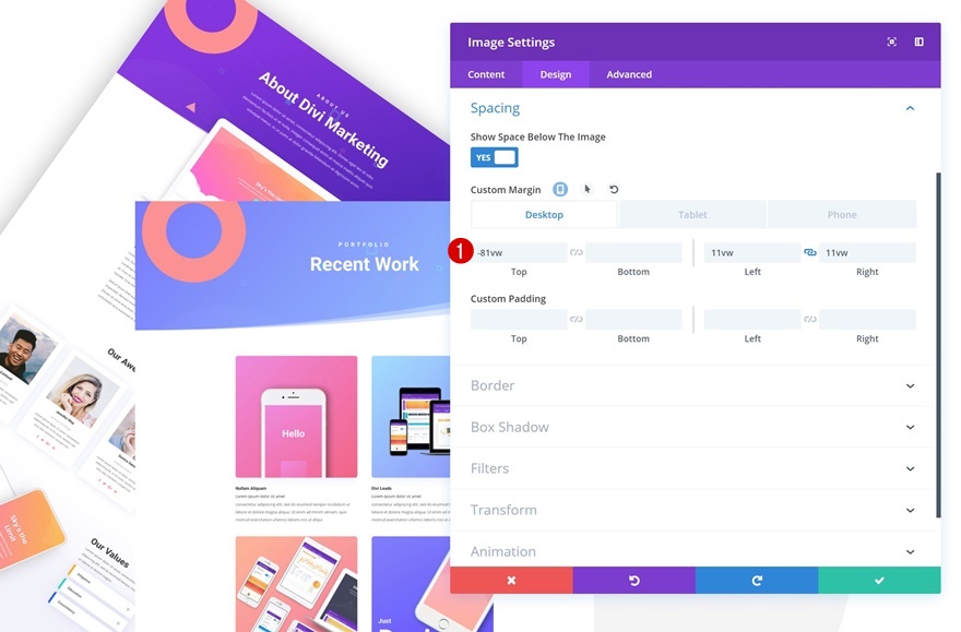 Portfolio-Elemente stapeln