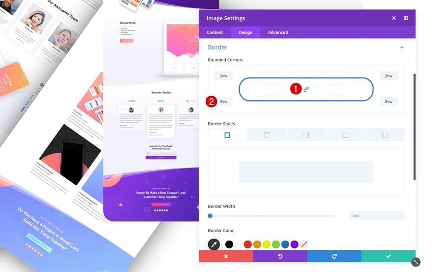 Portfolio-Elemente stapeln