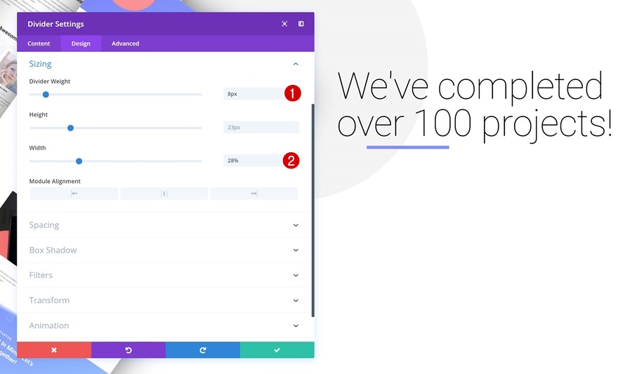 Portfolio-Elemente stapeln
