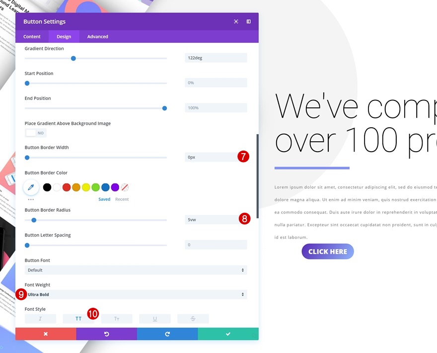 Portfolio-Elemente stapeln