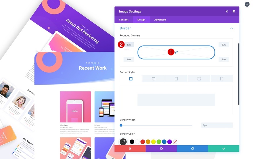 Portfolio-Elemente stapeln
