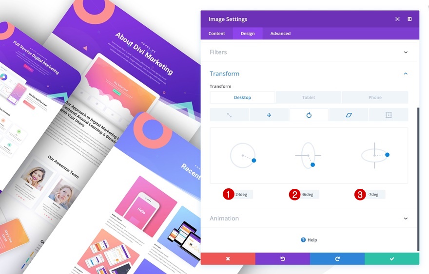 Portfolio-Elemente stapeln