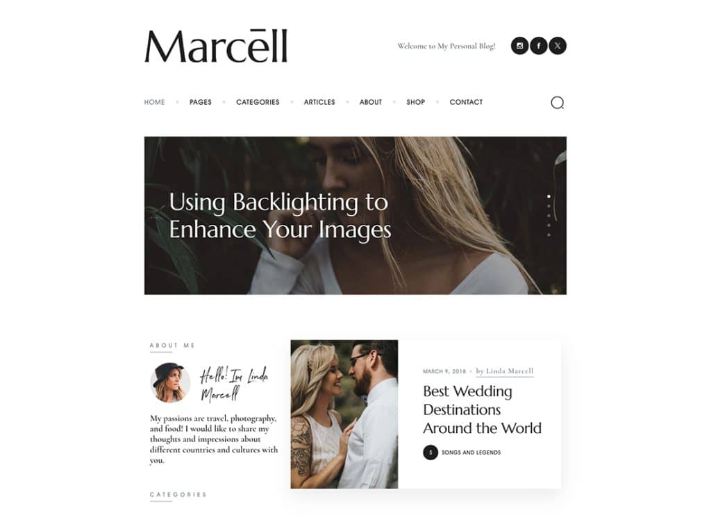 Marcell - Blog personal multi-concept și temă WordPress pentru revistă