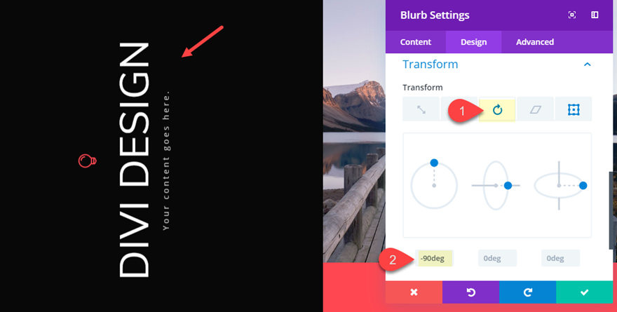 diviでテキストを回転する