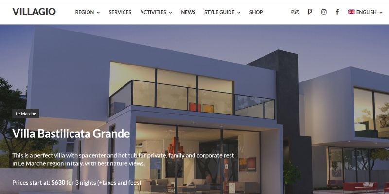 2024'ün En İyi 13 Otel Web Sitesi Şablonu ve Temaları 4 Vacation Rental WordPress Theme Villagio Preview ThemeForest