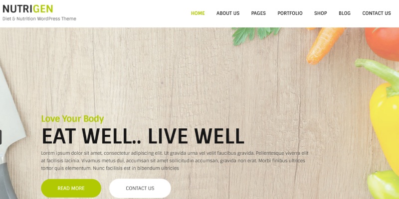 WordPress 16을 위한 최고의 영양사 웹사이트 테마 및 템플릿 15개 Nutrigen – Diet n Nutrition WordPress Theme