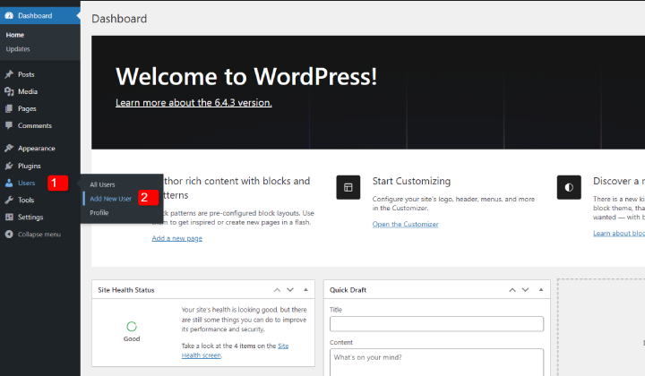 Cómo agregar un nuevo usuario en el sitio web de WordPress 2 Add user