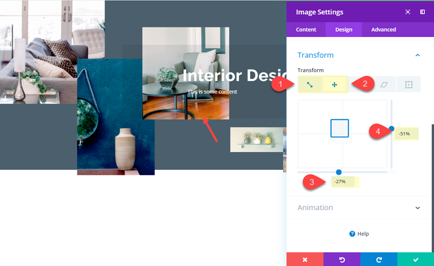 posicionar imágenes en Divi