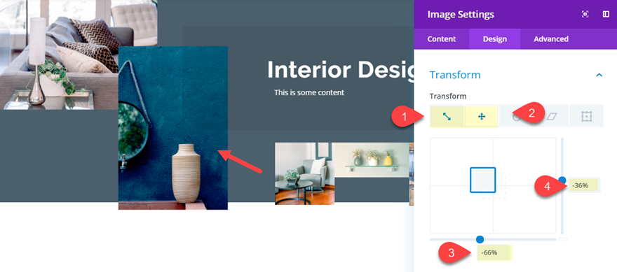 posicionar imágenes en Divi