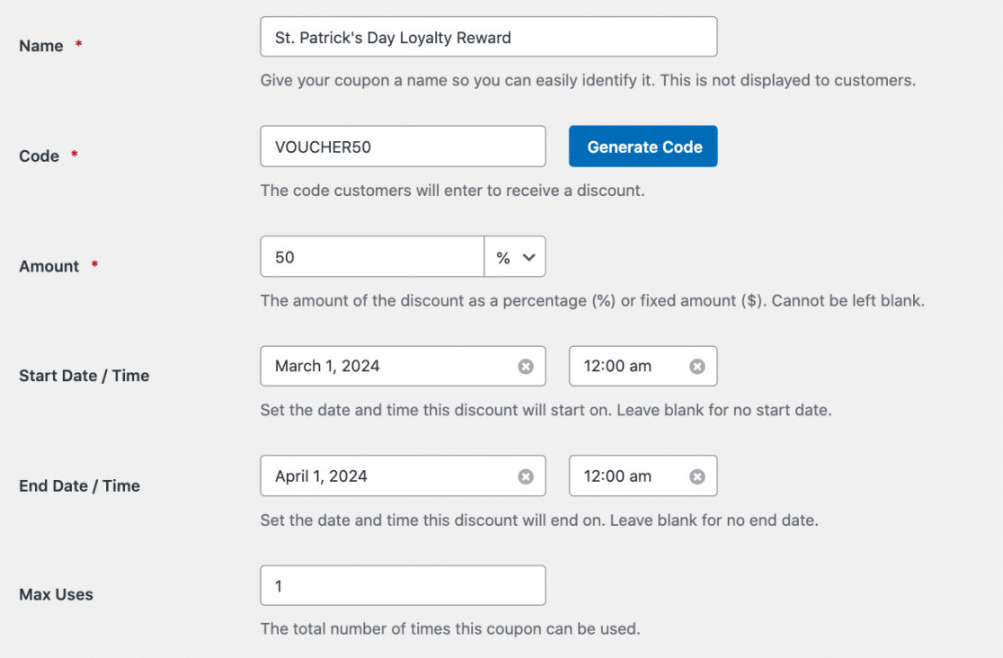 Creating a coupon for loyal customers