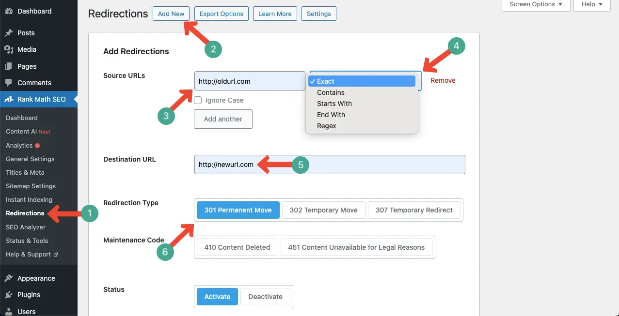 Configure your source and destination URL