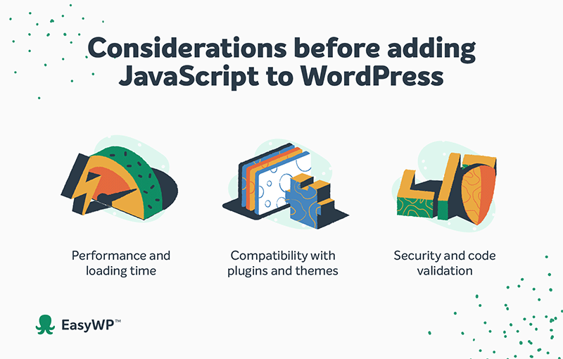 Infografis hal-hal yang perlu dipertimbangkan sebelum menambahkan JavaScript ke WordPress