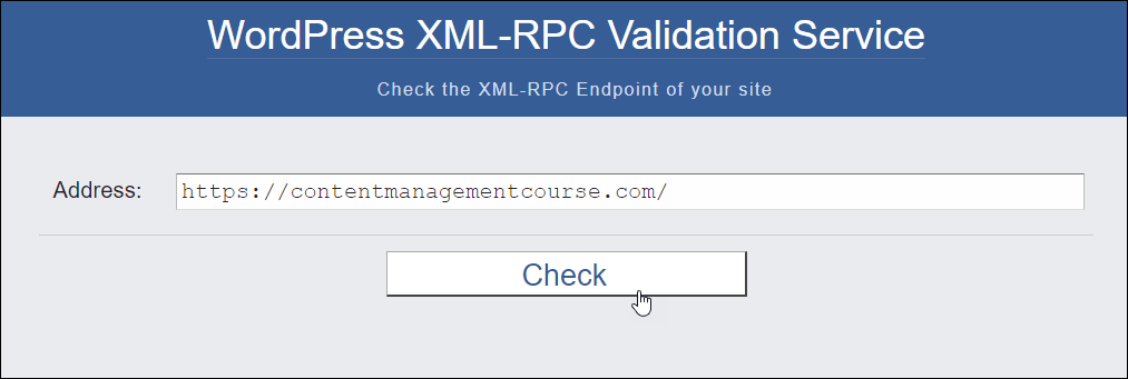 WordPress XML-RPC Doğrulama Hizmeti aracı