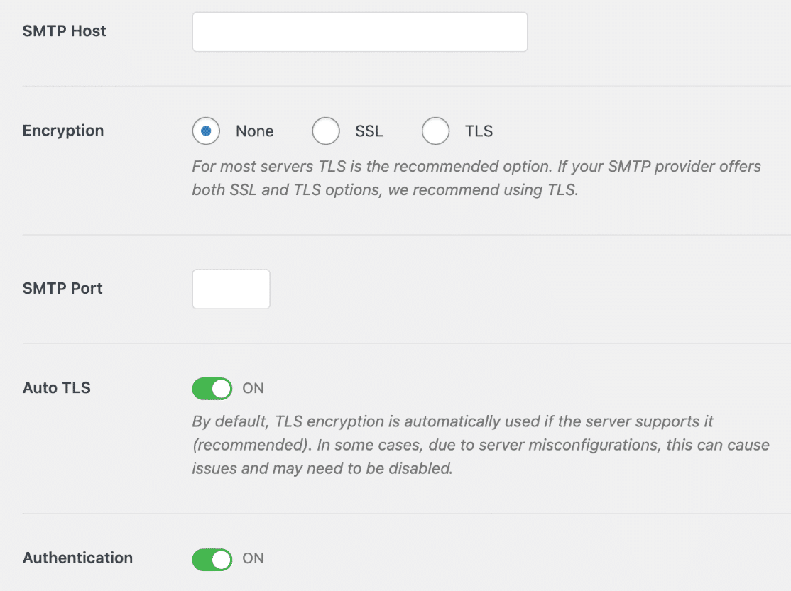 WP Mail SMTP settings