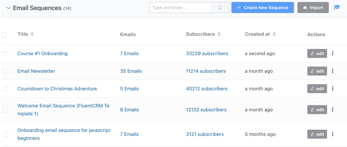 Beispiel für mehrere Drip-E-Mail-Sequenzen