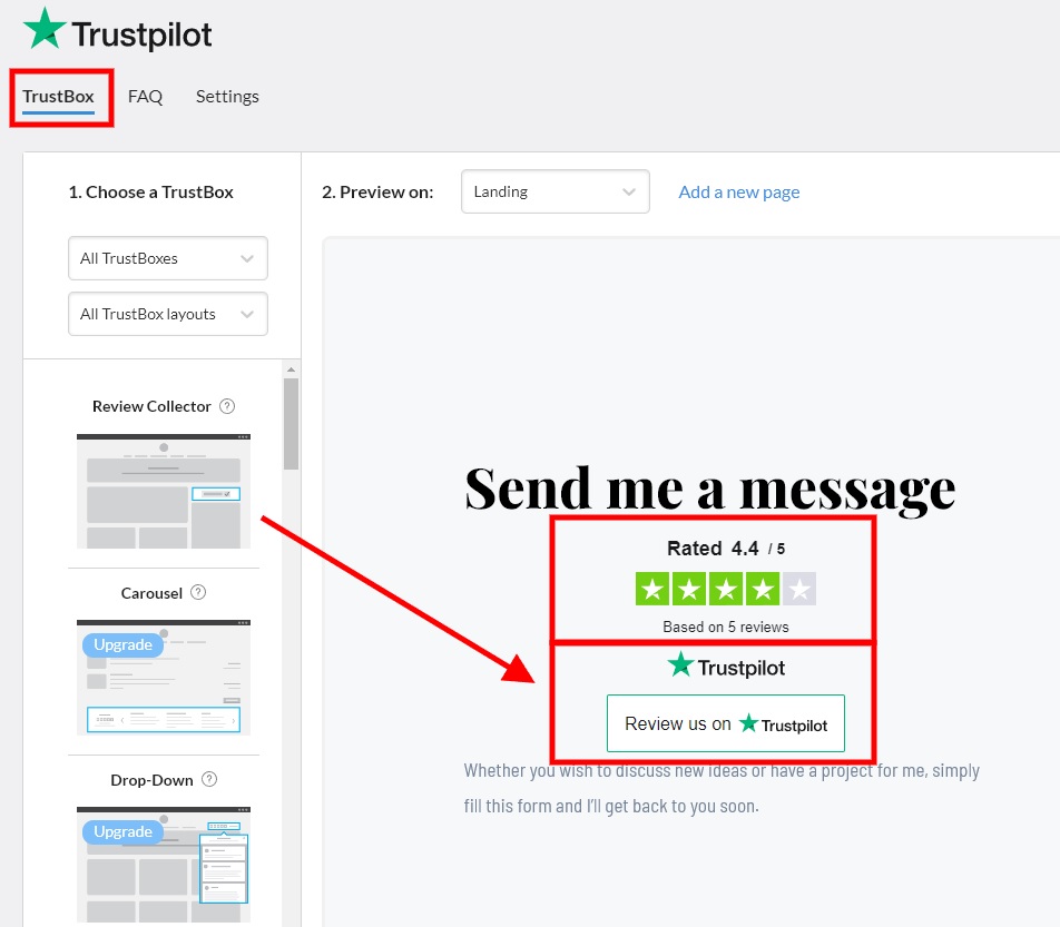 تقوم أدوات Trustbox بتضمين مراجعات Trustpilot في WordPress