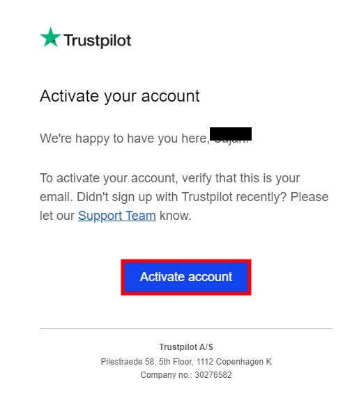 attiva l'account incorpora le recensioni di trustpilot in wordpress