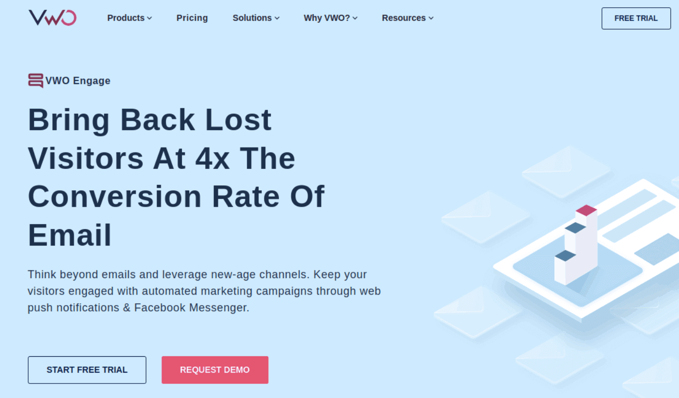 Notificações push VWO Engage vs Sendbird