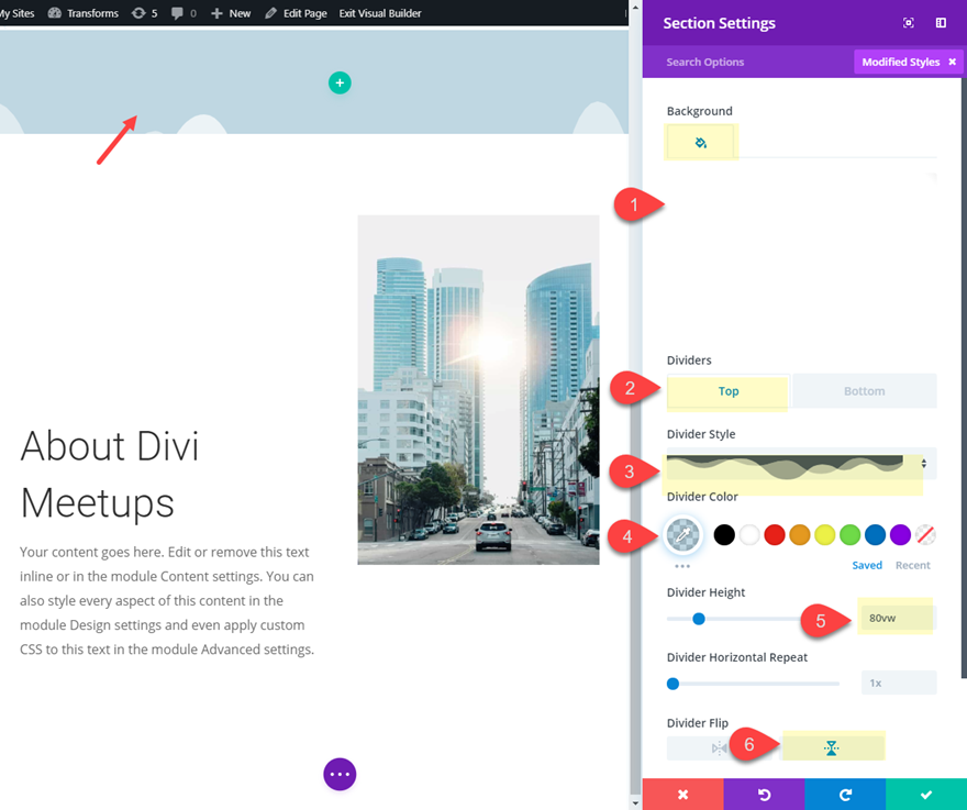 latar belakang pembagi bagian divi