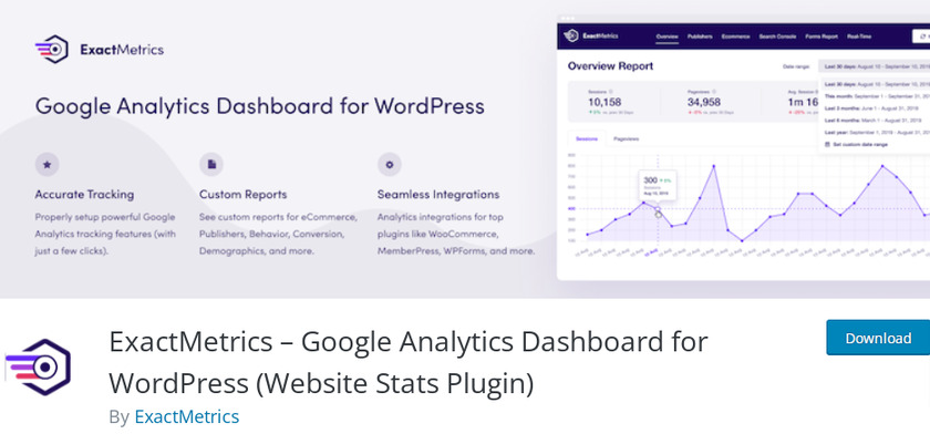 exactmetrics-google-analytics-tableau de bord-pour-wordpress