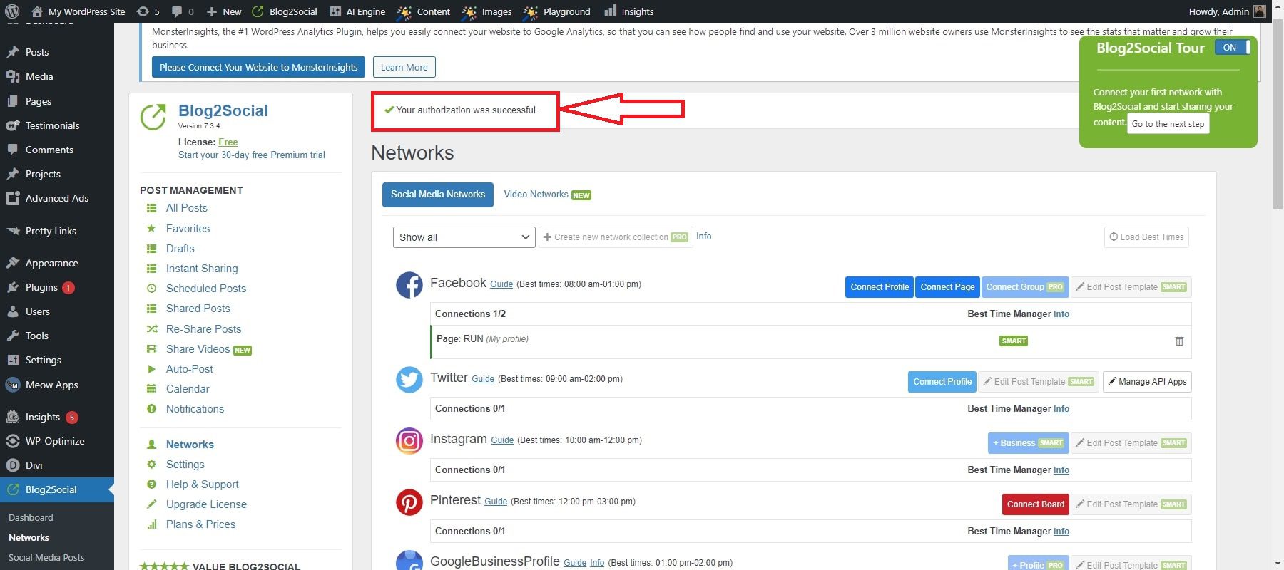 blog2social autorisieren