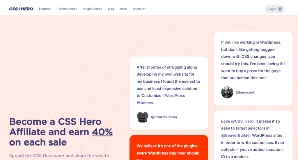 البرنامج التابع لـ CSS Hero - البرامج التابعة لـ WordPress