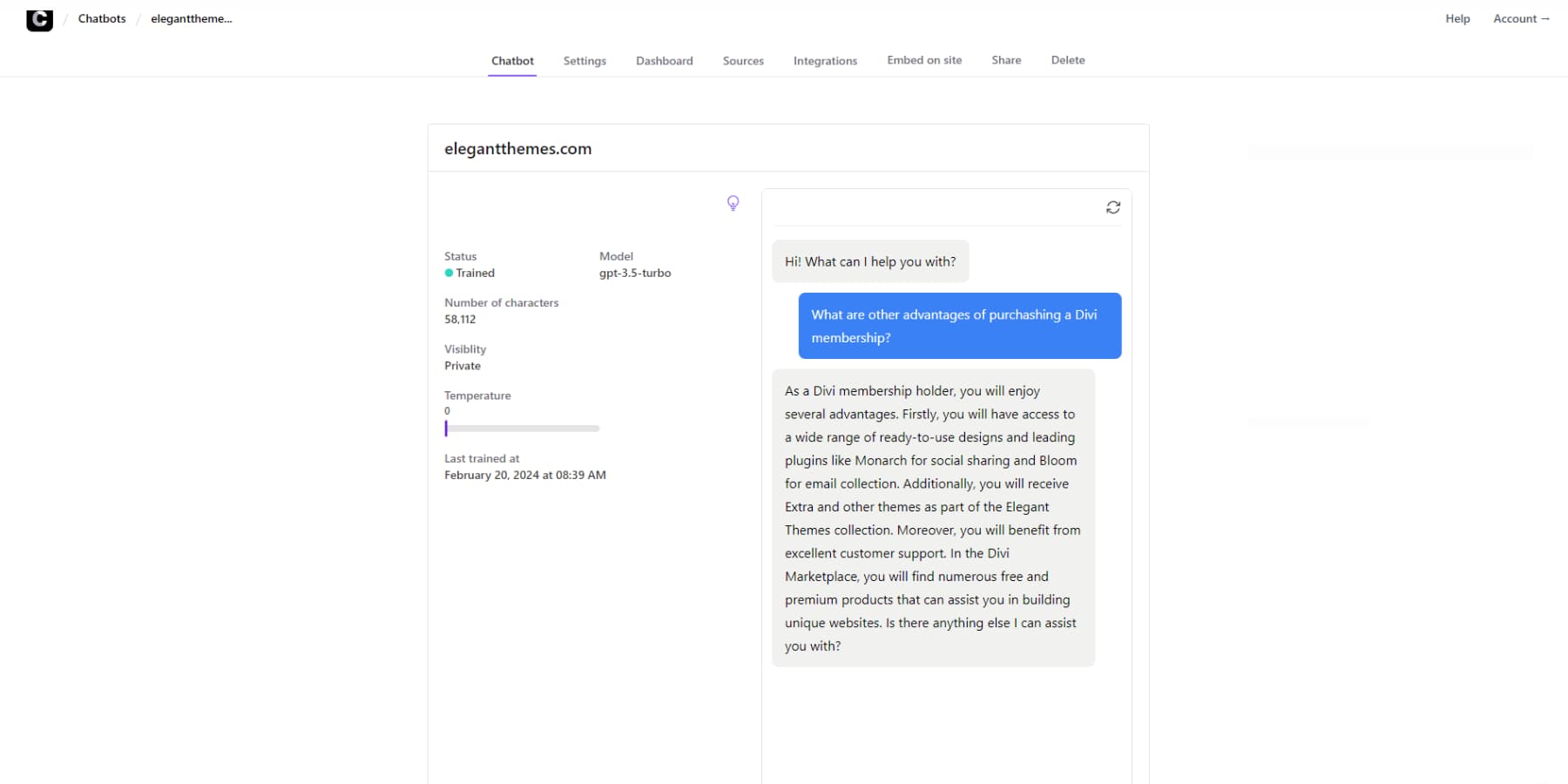 Una captura de pantalla de las ventas adicionales de Chatbase y que muestra oportunidades de venta cruzada