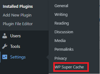 Configurações de super cache WP