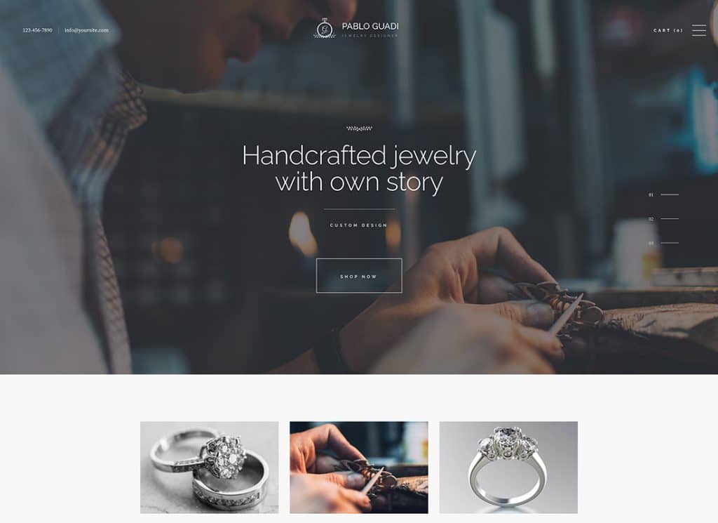 Pablo Guadi - Tema WordPress per il negozio online di gioielli artigianali e designer di pietre preziose
