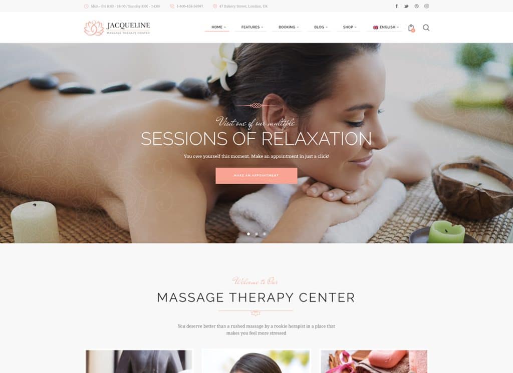 Jacqueline - Tema WordPress de frumusețe pentru salonul de spa și masaj