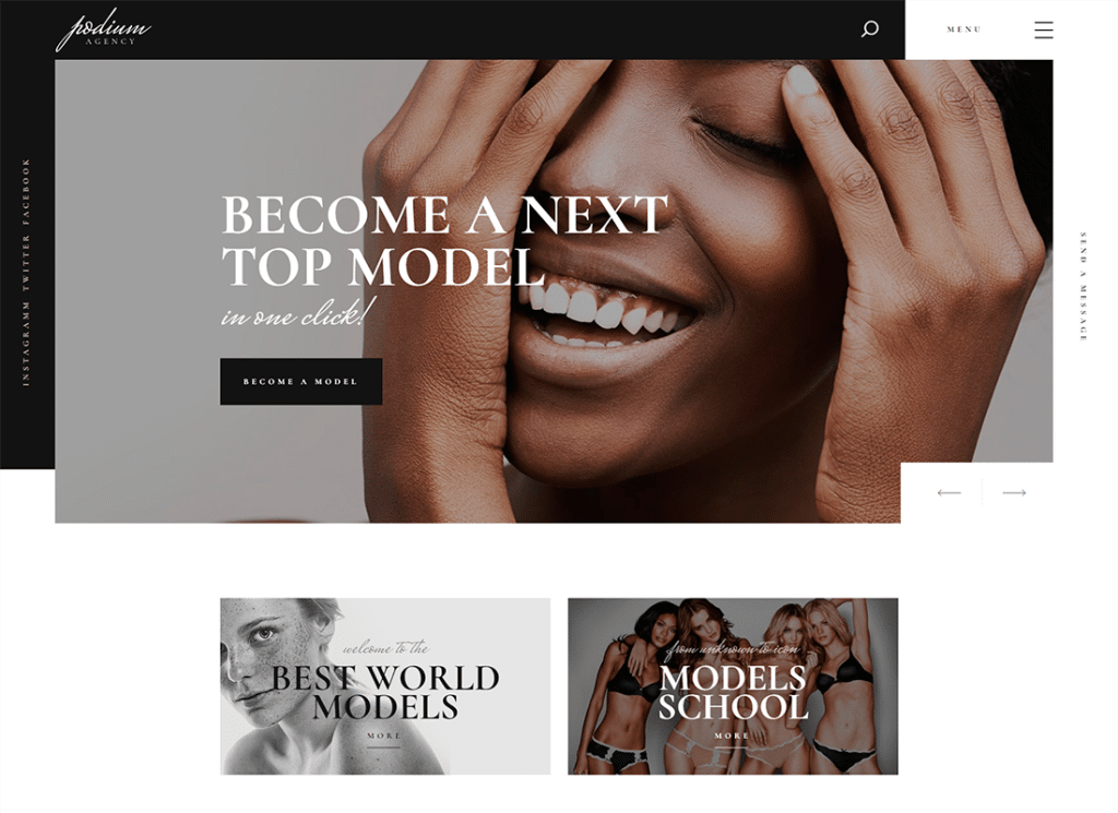 Podium — WordPress тема для агентства модных моделей