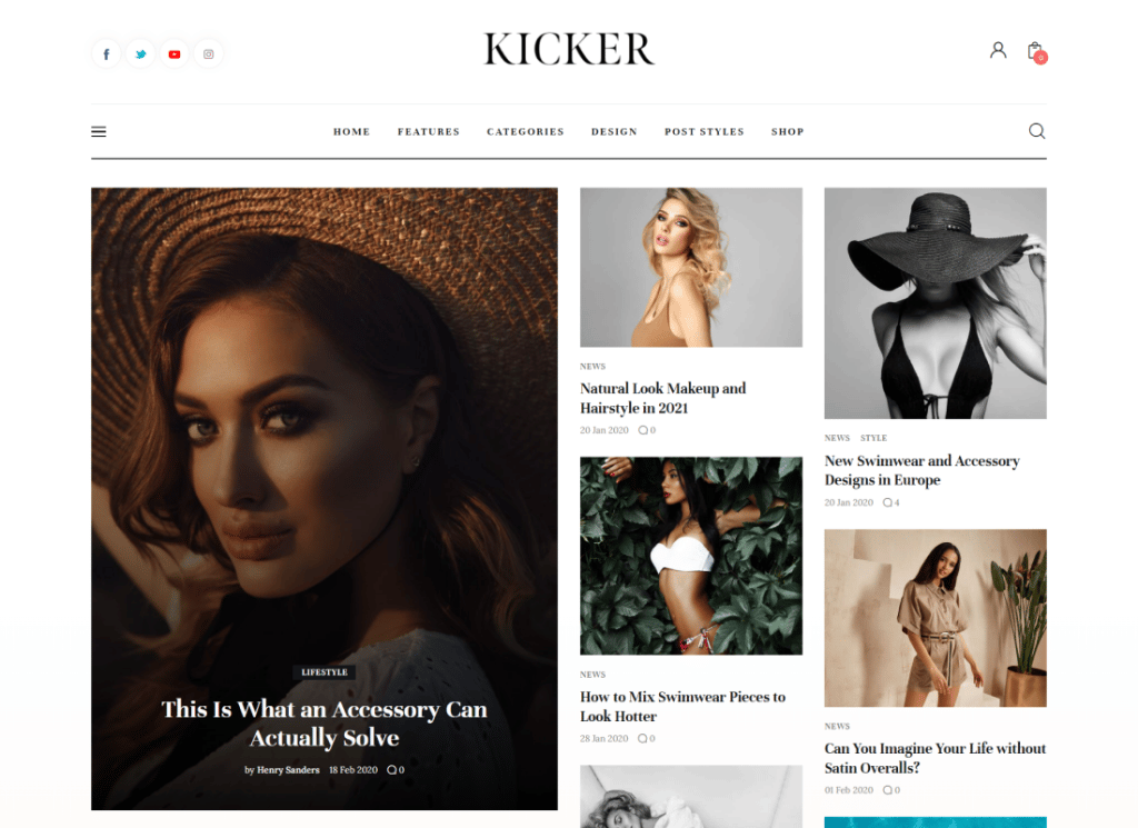 Kicker - Tema de WordPress para revista de blogs multipropósito