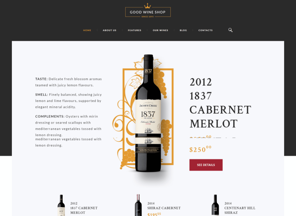 Good Wine - Tema WordPress de vinícola e vinícola