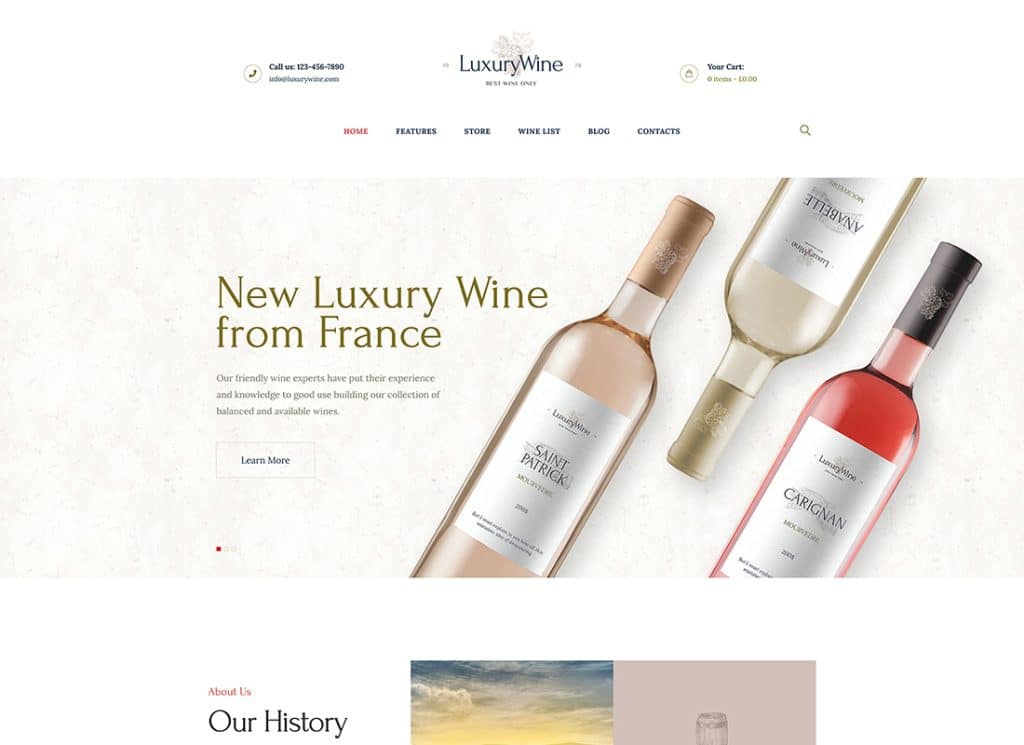 Lüks Şarap - İçki Dükkanı ve Üzüm Bağı WordPress Teması
