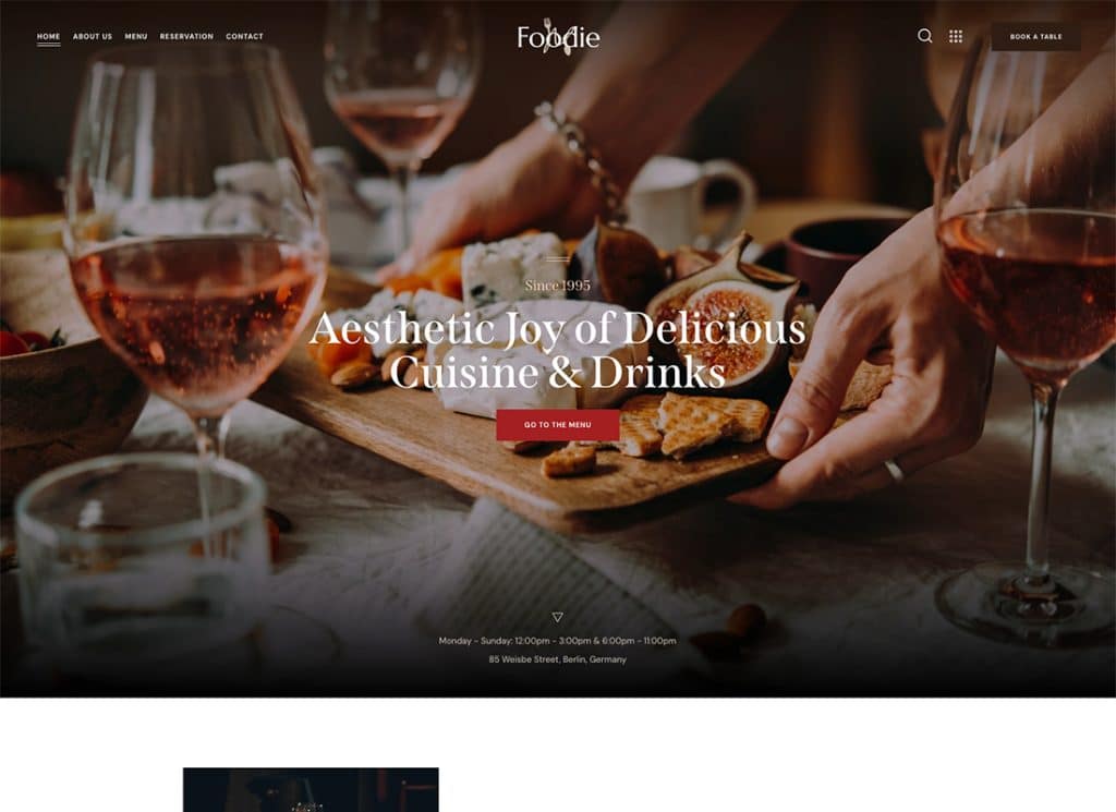 Gastronômico | Tema WordPress de comida e vinho Elementor Multiskin