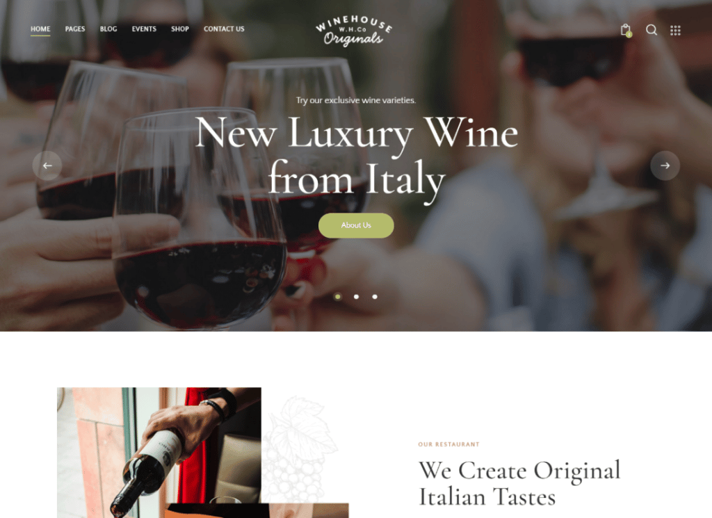 Wine House - ธีม WordPress ไร่องุ่นและร้านอาหารร้านขายเหล้า