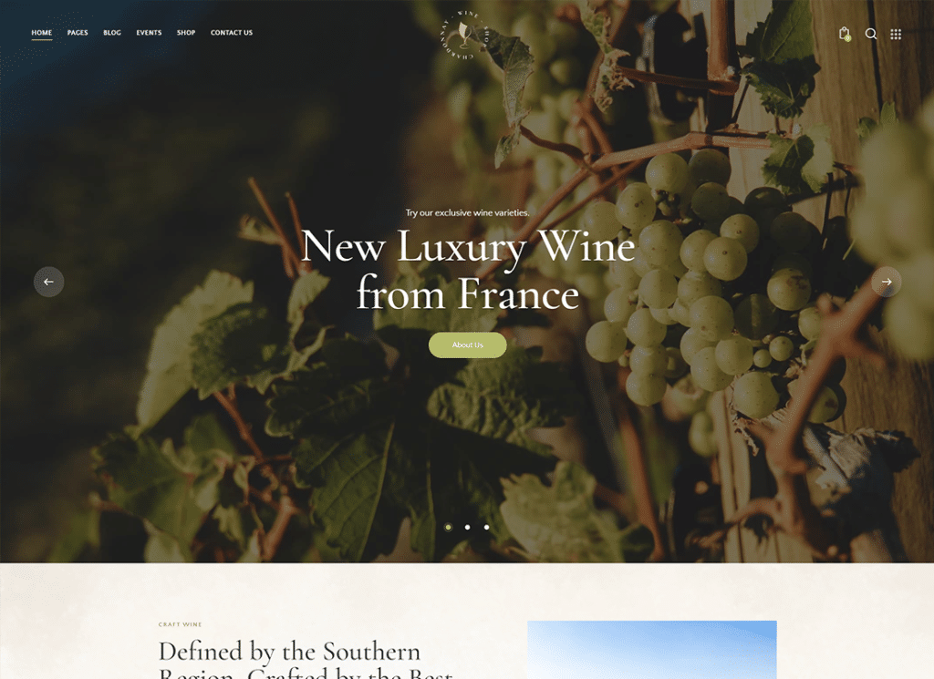 Chardonnay — тема WordPress для винного магазина и виноградника