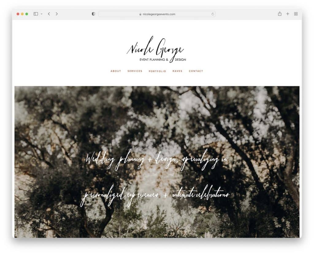 ニコール・ジョージの結婚式のウェブサイト