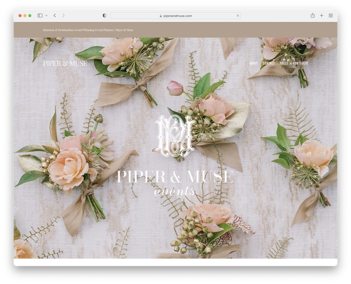 Sitio web de la boda de Piper y Muse.