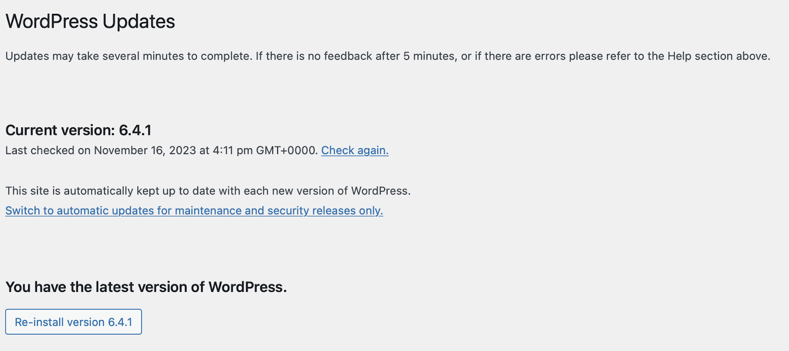 pembaruan yang tersedia di WordPress