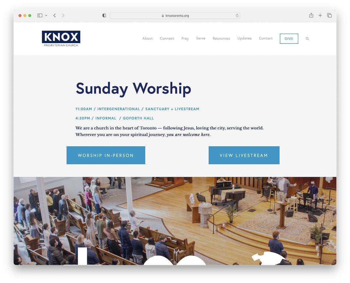 Website der Kirche von Knox Toronto