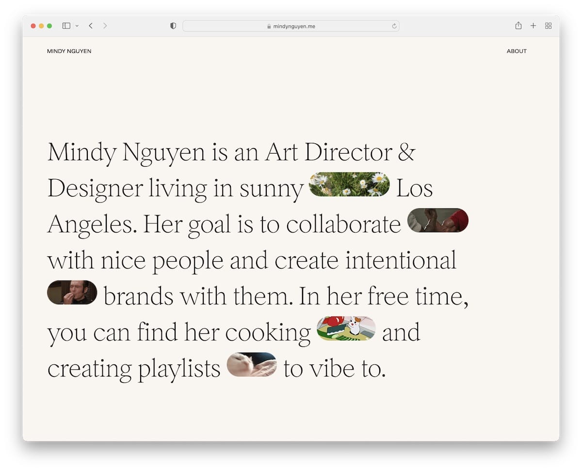 Sito web del servizio Mindy Nguyen
