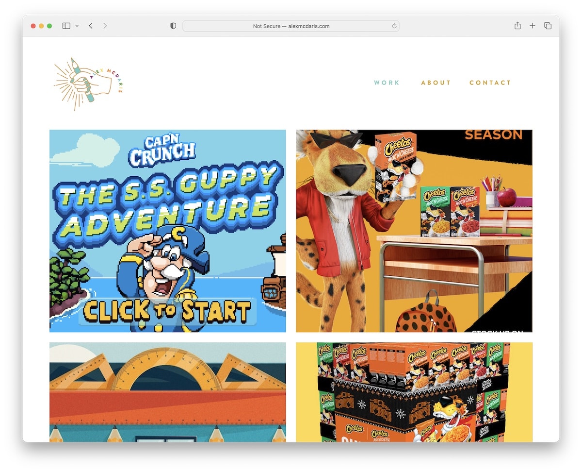 مثال على محفظة Alex Mcdaris Squarespace
