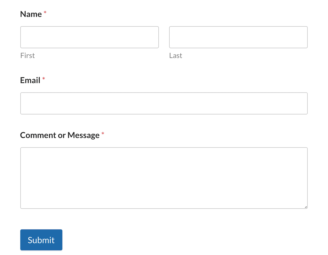 The WPForms simple contact form template