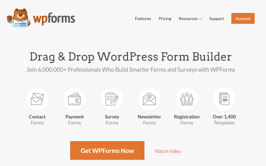 Navigating the WPForms homepage