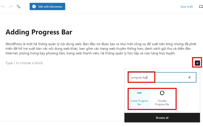Edit Post Adding Progress Bar ‹ wordpress themes — WordPress