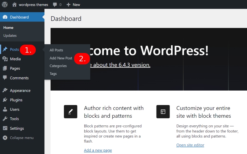Dashboard ‹ wordpress themes — WordPress