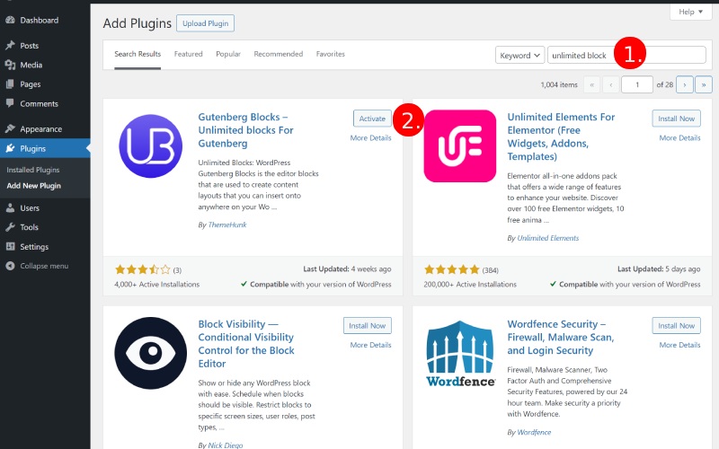 Come aggiungere una barra di avanzamento al sito Web WordPress nel 2024 2 Add Plugins ‹ wordpress themes — WordPress 3